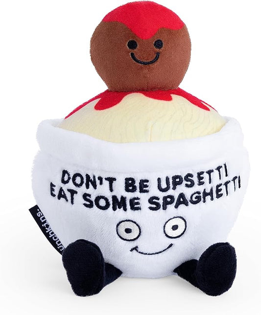 Punchkins Spaghetti Plushie - Don't Be Upsetti, Eat Some Spaghetti Sassy Spaghetti & Meatball Plush, Gift for Food Lovers, Cute Plush Toy for Gifting