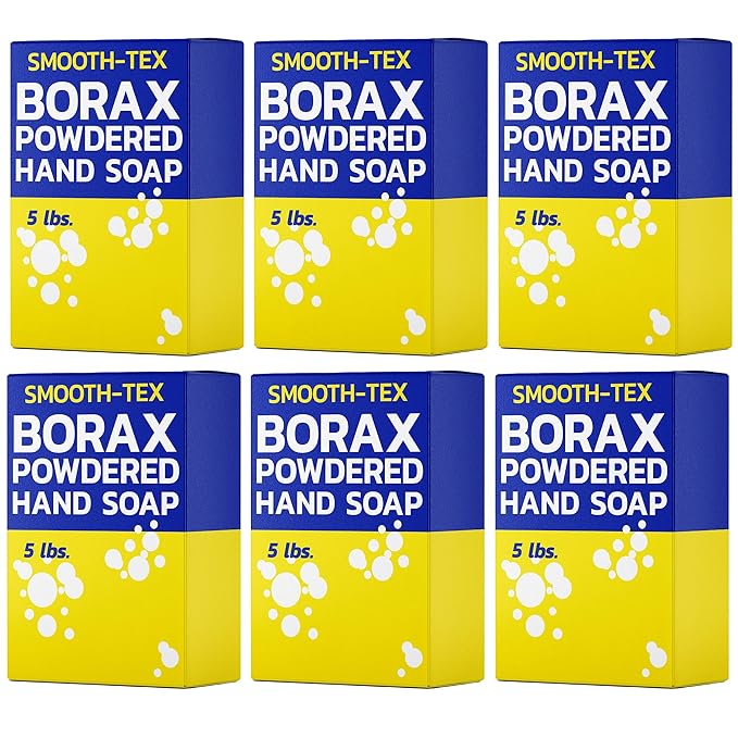 Smooth-Tex Borax Powdered Hand Soap - Heavy Duty Industrial Hand Wash - Removes Grease, Grime and Oil from Hands for Mechanics & Industrial Workers, Compare to Boraxo - 5 lbs (6 Pack)