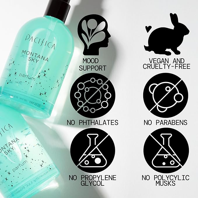 Pacifica Montana Sky Spray Perfume – Clean Vegan Fragrance for Women with Cedarwood & Sage – Grounding Earthy Woodsy Scent w/Cedarwood, Black Pepper, Sage, Cruelty-Free & Long-Lasting, 2 fl oz