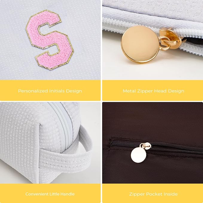 Gifts for Girls Teens Kids - Birthday Gift for Daughter Sister Her,Travel Essentials,Teen Girl Essentials,Cute Trendy Stuff Makeup Bag Set Cosmetic Bag - White,S