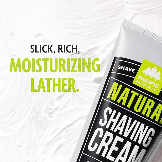 Pacific Shaving Company Natural Shaving Cream - Shea Butter + Vitamin E Shave Cream for Hydrated Sensitive Skin - Clean Formula for a Smooth, Anti-Redness + Irritation-Free Shave Cream (7 Oz, 3 Pack)