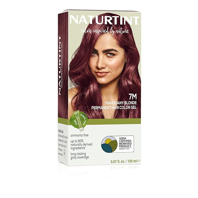 Naturtint 7M Mahogany Blonde Permanent Hair Color (Pack of 1), Ammonia Free, Vegan, Cruelty Free, up to 100% Gray Coverage, Long Lasting Results (Packaging may vary)