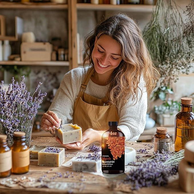 Myrrh Essential Oil, Myrrh Oil 4 Fl Oz 120ML for Diffuser Humidifier Yoga Cleaning DIY Candle Soap Making Perfume Gift for Women Essential Oils