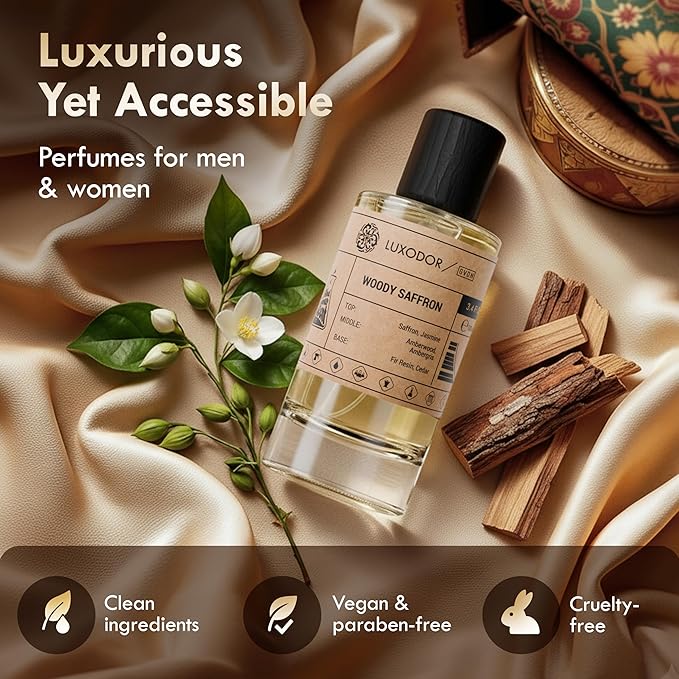 Inspired by Baccarat Rouge 540 - Woody Saffron with 10 ml perfume Oil Roll-On - cologne unisex pheromone perfume – Clean ingredients fragrances – Vegan Paraben Free 3.4 fl. oz (100ml)