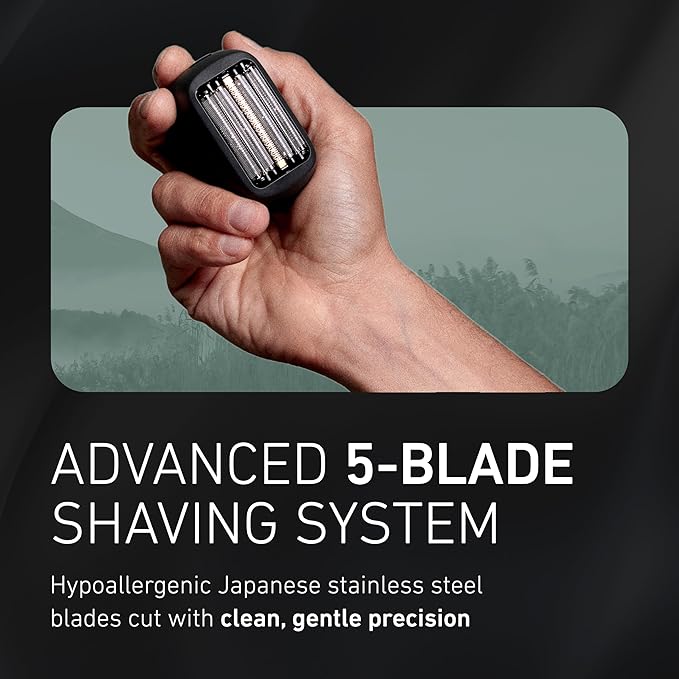 Panasonic ARC5 Palm-Sized Electric Razor, Handheld Luxury Compact Travel Shaver with 5-Blade Cutting System and USB-C Charging, Wet/Dry - ES-PV3A-K