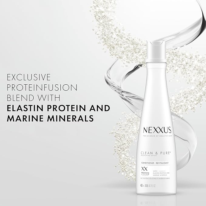 Nexxus Clean and Pure Conditioner With ProteinFusion, Nourished Hair Care, Silicone, Dye, and Paraben Free 13.5 oz