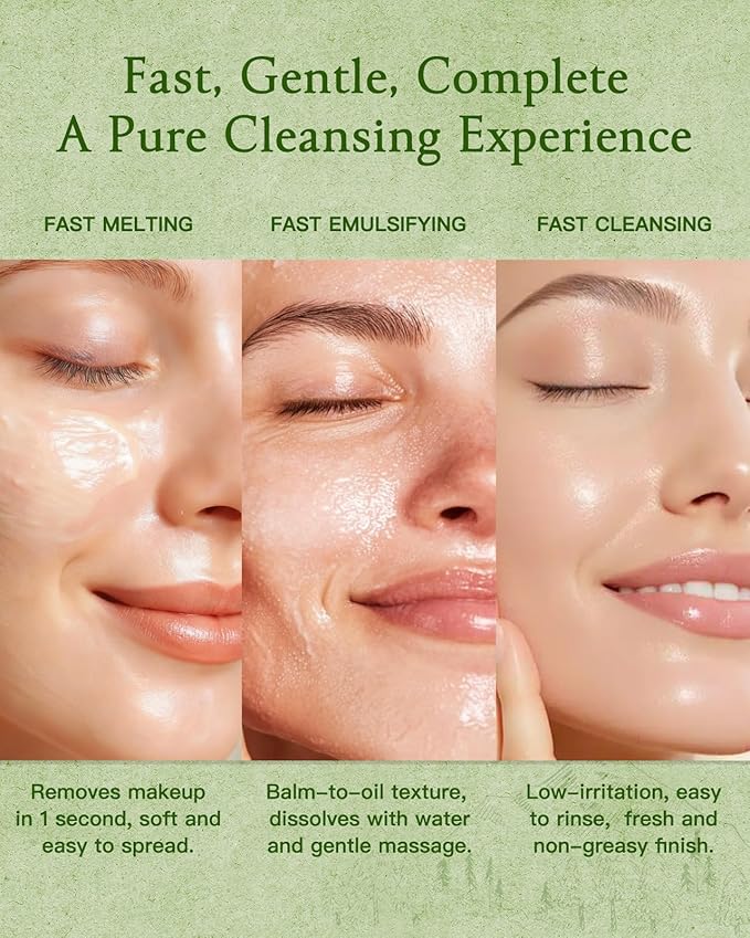 Cleansing Balm, Makeup Remover Balm, Melts Waterproof Makeup & Sunscreen, Deep Pore Cleanse & Hydration, Gentle & Non-Irritating, Made for All Skin Types, Safe for Sensitive Skin