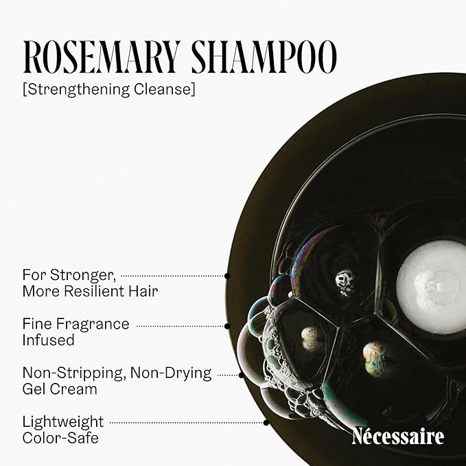 Nécessaire Rosemary Shampoo | Multi-Protein Strengthening Cleanse For Thinning Hair. For Women + Men. Good For All Hair Types/Textures. Free Of Sulfates. Color-Safe. 250 ml / 8.4 oz