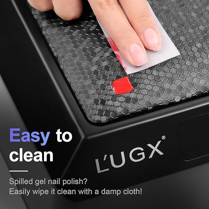 L'UGX Professional Nail Lamp for Gel Polish Dryer 72W LED UV Nail Lights with Arm Rest Pillow & Retractable Tray,Perfect for Manicure & Pedicure at Salon & Home Black