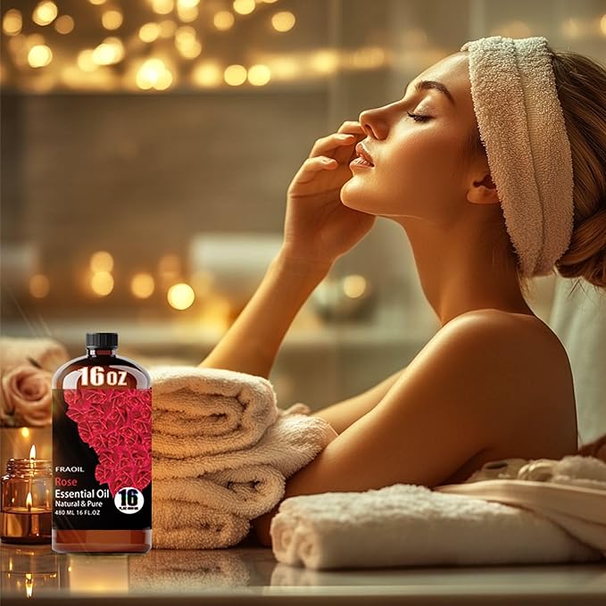 Rose Essential Oil, Rose Oil 16 Fl Oz 480 ML for Diffuser Humidifier Yoga Cleaning DIY Candle Soap Making Perfume Gift for Women Essential Oils