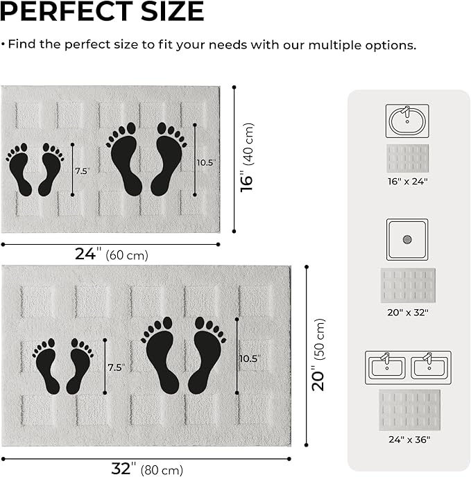 GRANNY SAYS Bathroom Rugs Sets 2 Piece, Super Soft Absorbent Microfiber Bath Mats for Bathroom Non Slip Washable,Waffle Bath Rugs Set for Shower Tub Toilet Decor (Grey, 16" x 24" + 20" x 32")