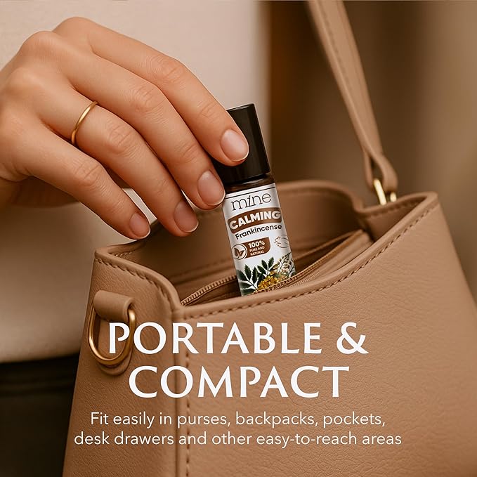 Mine Frankincense Essential Oil Roll On, Frankincense Oil, Calming Essential Oil Rollerball for Skin