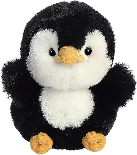 Aurora® Playful Rolly Pet™ Peewee Penguin™ Stuffed Animal - Compact Size for On-The-Go Fun - for Adults, Kids, Birthdays, and Anniversaries - Black 5 Inches