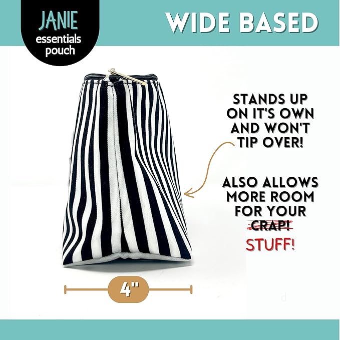 Brooke & Jess Designs Teacher Essentials Pouch Gifts for Women Striped Makeup Bags Cosmetic Bag Travel Toiletry Makeup Pouch Pencil Bag with Zipper Best Just Because Gifts