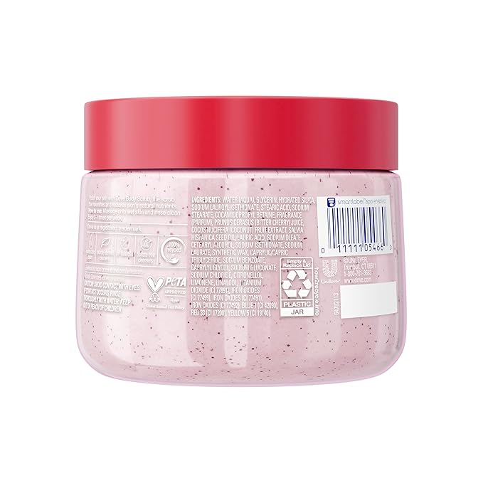 Dove Cherry & Chia Milk Body Scrub Exfoliates and Deeply Nourishes for Smooth, Radiant Skin 15 oz