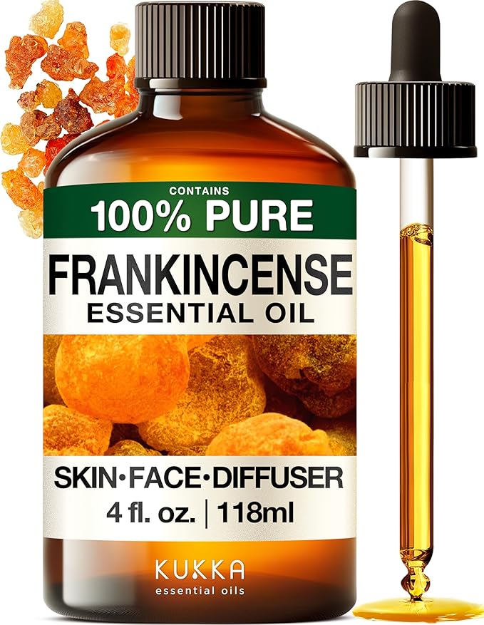 KUKKA Frankincense Essential Oils - 4 Fl Oz - for Hair, Skin, Diffuser, Aromatherapy & DIY Soap Making Scent