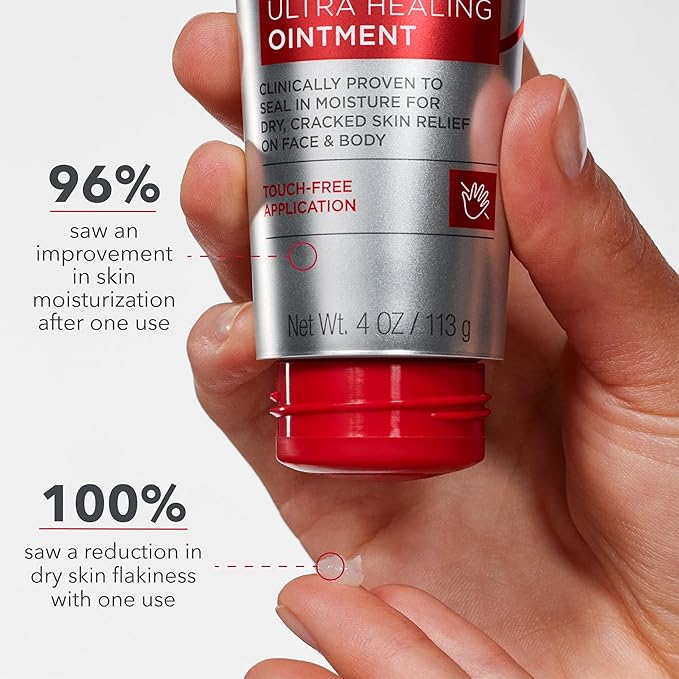 Curel Ultra Healing Ointment, Healing Ointment with Touch Free Applicator, Body and Face Moisturizer for Women and Men, 4 Oz