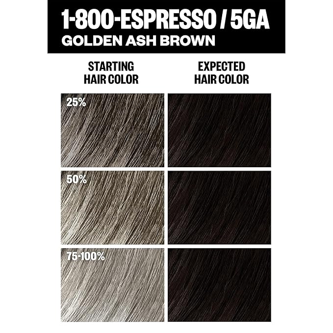 IGK Permanent Hair Dye Color Kit | 5GA 1-800 Espresso - Golden Ash Brown | 100% Gray Color Coverage + Strengthen + Shine | Ammonia Free