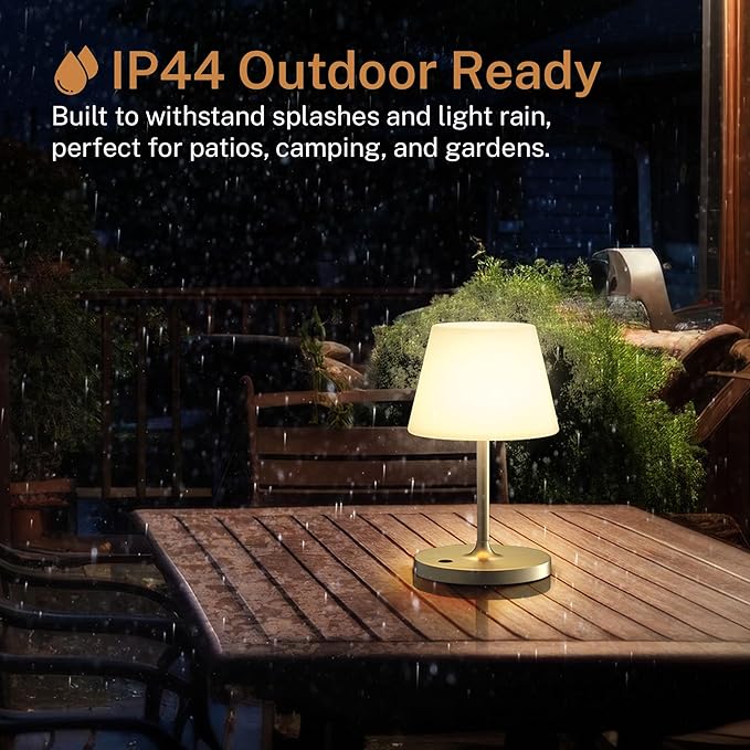 Cordless Lamp, 5000mAh Battery Operated Rechargeable Table Lamp with Power Bank, Touch Dimmable 3 Color Temperatures, IP44 Waterproof Shower Lamp for Kitchen, Bathroom, Indoor Or Outdoor Use 9.6in