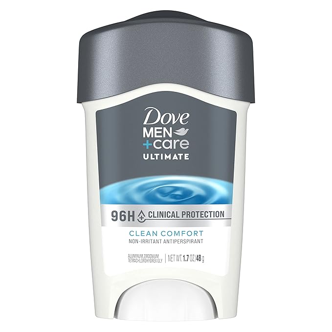 DOVE MEN + CARE Clinical Protection Antiperspirant Clean Comfort Stick for Men 96-Hour Sweat and Odor Protection Clinical Strength Antiperspirant with 1/4 Moisturizing Cream 1.7 oz