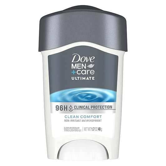 DOVE MEN + CARE Clinical Protection Antiperspirant Clean Comfort Stick for Men 96-Hour Sweat and Odor Protection Clinical Strength Antiperspirant with 1/4 Moisturizing Cream 1.7 oz