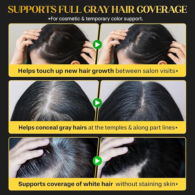 2 Pcs 2-In-1 Hair Color Stick & Comb To Temporarily Cover Gray Roots and Scattered White Hairs for Women & Men (Black)