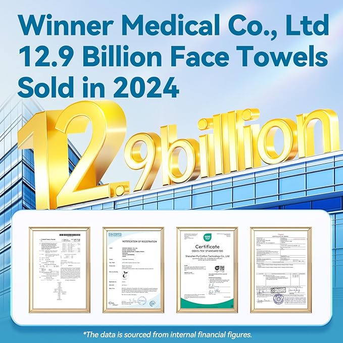 Winner Cotton Face Towels, 100% USDA Biobased Facial Towelettes, Disposable Face Towel XL, Odor-Free, Ultra Soft Makeup Remover Wipes for Sensitive Skin, Biodegradable, 100 Ct, Pack of 1