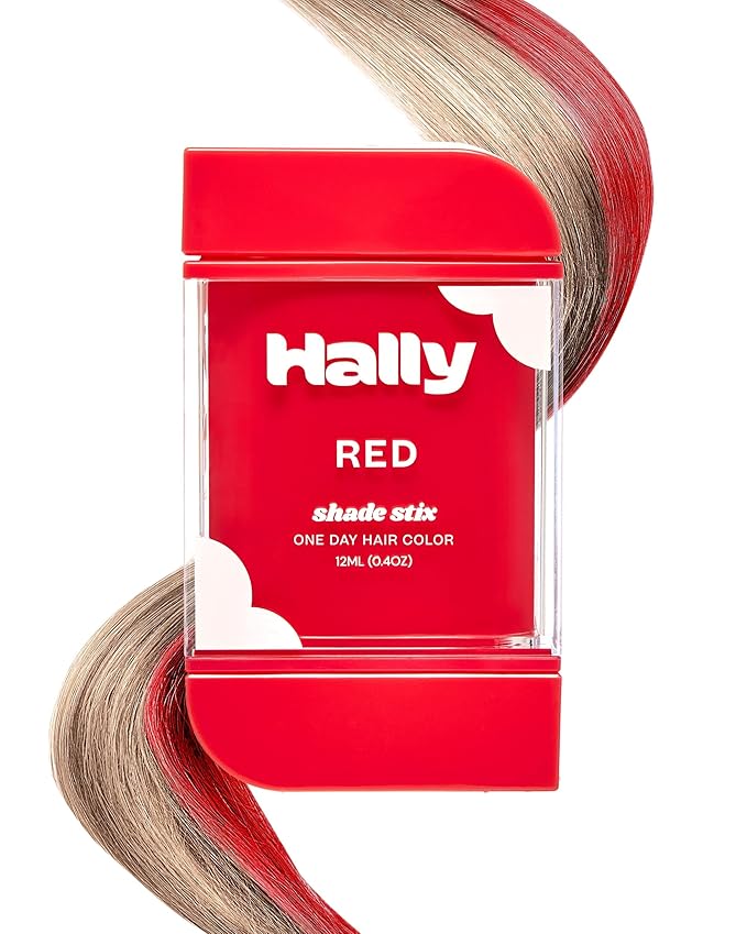 Hally Hair Temporary Hair Color, Shade Stix (Red) - Hair Makeup Accessories for Kids, Teens & Adults - 12 ml Washable Hair Chalk & Dye for Festivals, Sporting Events & Parties
