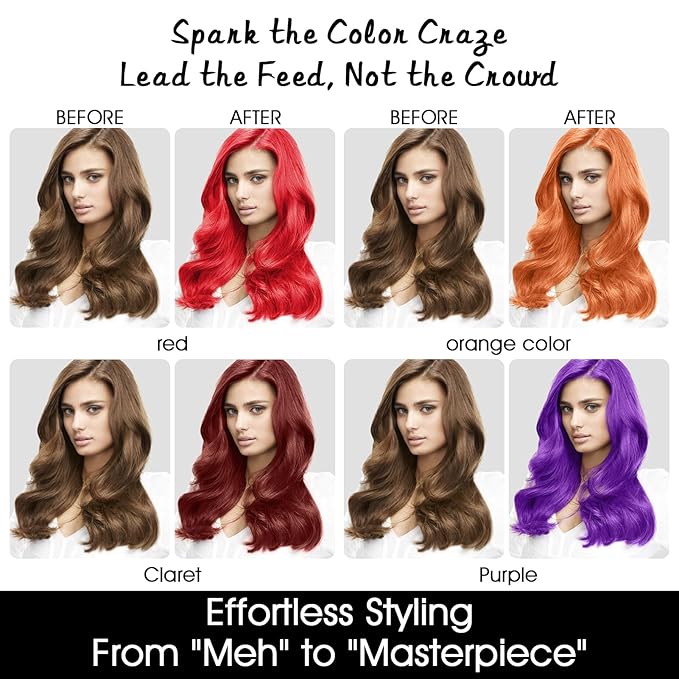 4 Colors Temporary Hair Color Wax for Christmas Party, Stocking Stuffers-DIY Washable Natural Instant Hair Color for Women Temporary Hair Dye for Kids Teens Women Men (Red&Orange&Claret&Purple 5 pcs)
