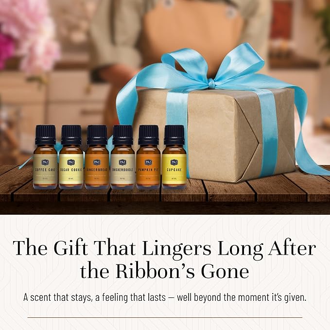 P&J Trading Bakery Set of 6 Fragrance Oils - Pumpkin Pie, Cupcake, Sugar Cookies, Coffee Cake, Snickerdoodle, Gingerbread Candle Scents, Soap Making, Diffuser Oils
