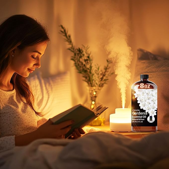 Gardenia Essential Oil, Gardenia Oil 8 Fl Oz 240ML for Diffuser Humidifier Yoga Cleaning DIY Candle Soap Making Perfume Gift for Women Essential Oils