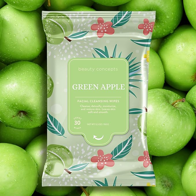 Beauty Concepts Facial Wipe Set - Packs of Face Wipes, Makeup Removing Wipes, Peach, Pineapple, Green Apple, Strawberry