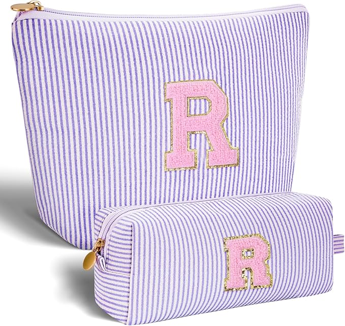 Personalized Anniversary Wife's Birthday Gifts,Mothers Day Gifts for Women,Wife Gifts from Husband,Cool Birthday Gifts for Wife,Makeup Bag Set Cosmetic Bag for Teen Girls - Lavender,R