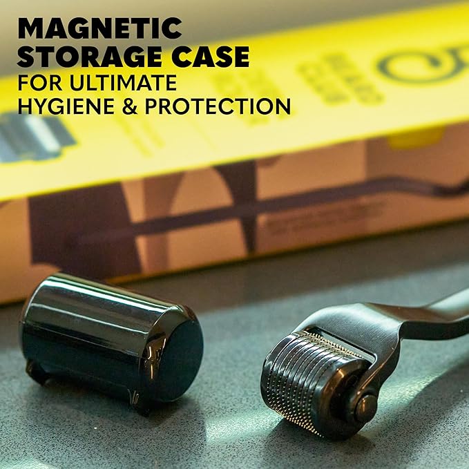 Beard Club Premium Derma Roller, Cleansing Spray & Replacement Head for Face, Body and Scalp - Microneedling Hair & Beard Roller for Men and Women with 540 Titanium Microneedles