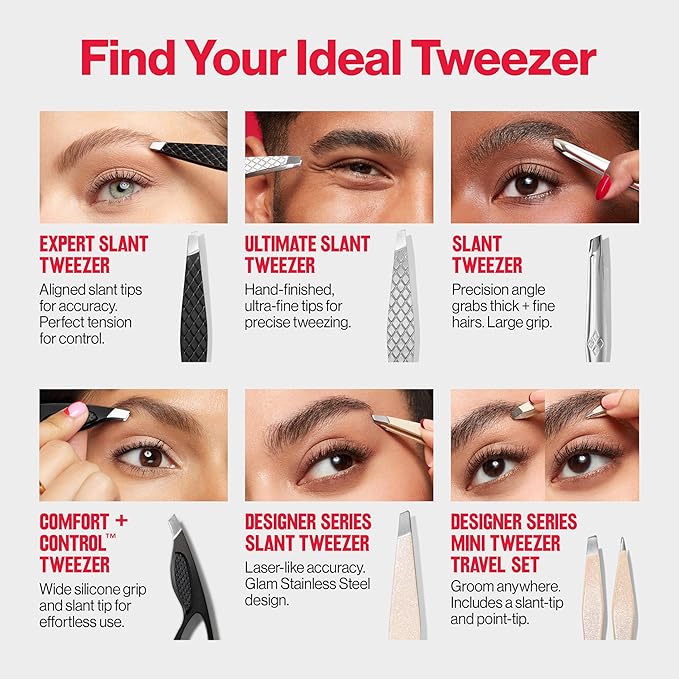 Revlon Eyebrow Tweezer, Stainless Steel | Pack of 2 | For Men & Women