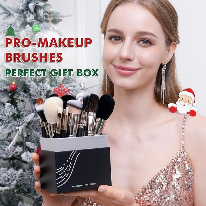 Makeup Artist MUST HAVES 42Pcs Makeup Brushes Set with Real Natural Goat Hair By BUEART DESIGN (42Pcs Matte Pearl Black)