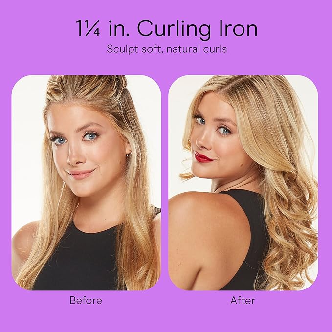 Conair Double Ceramic 1 ¼-Inch Curling Iron with Claw Clip, 1.25-Inch Barrel Creates Loose Curls, Hair Curler for Use on Medium and Long Hair, White