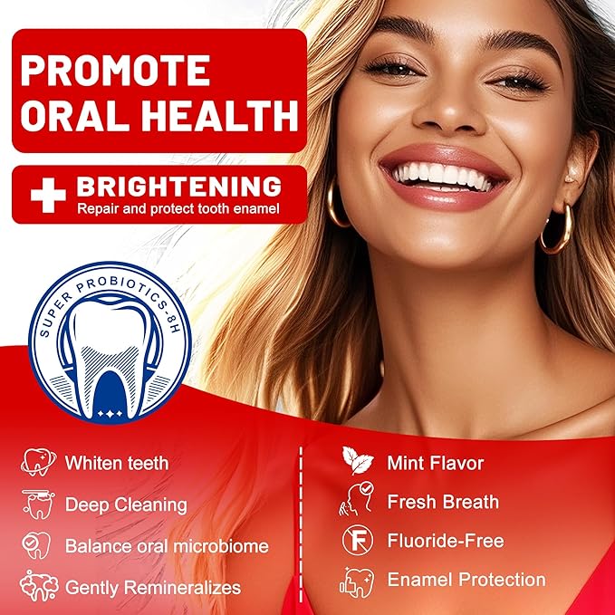 SP-8 Hydroxyapatite Probiotic Whitening Toothpaste, 8 Probiotics Plus Hydroxyapatite Formula for Teeth Whitening, Strengthening and Enamel Protection，Mint Flavor, Fresh Breath, Fluoride-Free (3)
