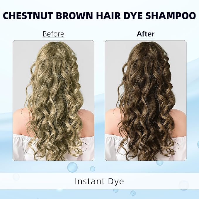 Ivnil Chestnut Brown Hair Dye Shampoo 3 in 1 Hair Color for Women & Men - Herbal Ingredients Color in Minutes 500ML