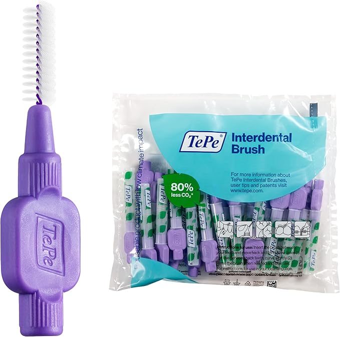 TePe Pack of 25 Interdental Brush Original, Soft Dental Brush for Teeth Cleaning, 6, Purple