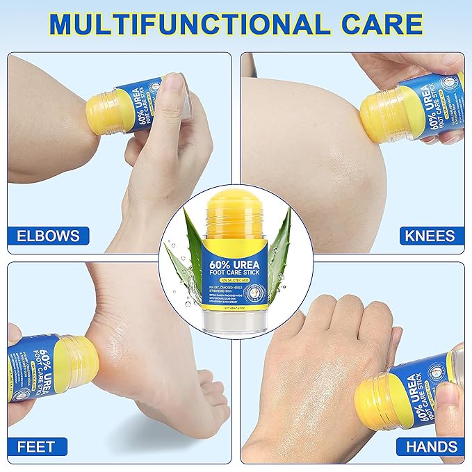 60% Urea Cream Stick with 2% Salicylic Acid, Maximum Strength Urea Foot Cream Moisturizer, for Dry Cracked Heels, Knees, Elbows, Hands, Hydrates Dry Skin & Gently Exfoliates Dead Skin (2PCS)