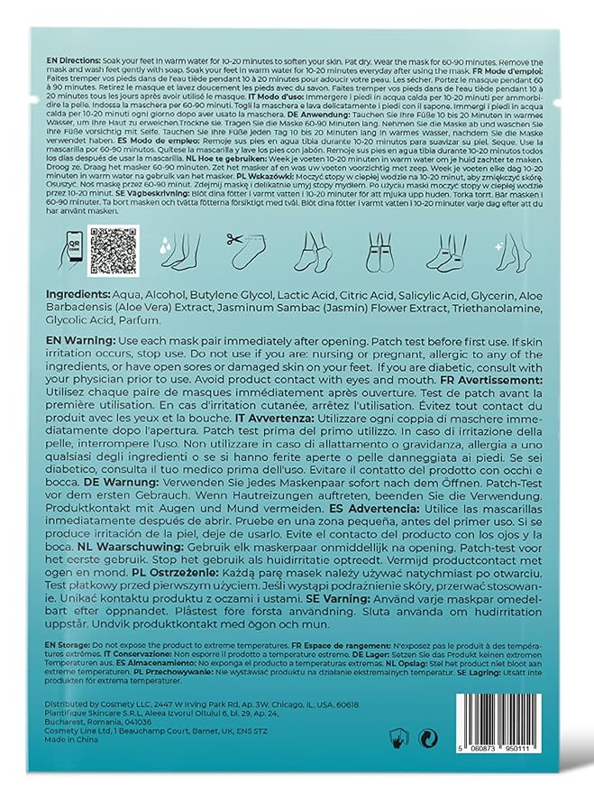 PLANTIFIQUE Foot Peeling Mask 1 Pack | Dermatologically Tested Repairs Heels & Removes Dry Dead Skin for Baby Soft Feet | Exfoliating Foot Peel Mask for Dry Cracked Feet | Jasmine