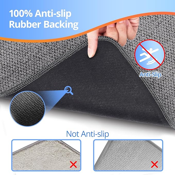 Toilet Rugs U Shaped Washable 24x20, Ultra Thin Toilet Rug Super Absorbent, Toilet Mat Rubber Backing Non-Slip, Toilet Mats Machine Washable Dry Quickly, Contour Bathroom Rugs for Toilet-Dark Grey