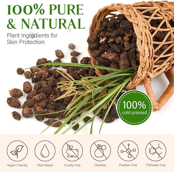 Cyperus Rotundus Oil,Cyprus Rotundus Oil for Hair Removal,Cyperus Oi-l Natural, Soothing and Gentle,Reducing Body Hair Growth,Smooth Skin & Hair Removal,60ml (2pcs)