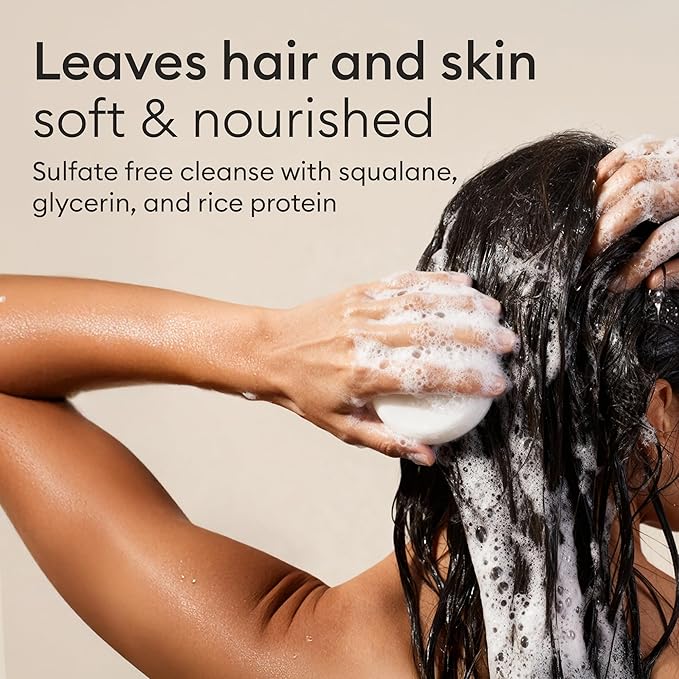 Vove Complete Hair & Body Bar Set with Storage Bags, 3 Bars: Shampoo, Conditioner & Body Wash with Rice Protein & Cocoa Butter, Vanilla Cedar & Neroli, Plastic-Free, Moisturizing & Strengthening