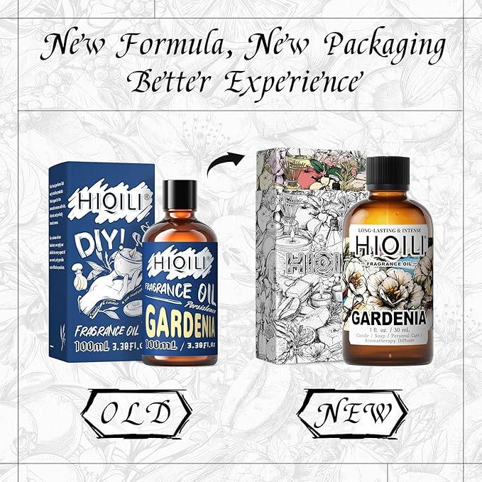 HIQILI Gardenia Fragrance Oil for DIY Candle, Soap & Perfume Making, Add to Essential Oil Diffuser, Body Wash, Long-Lasting - 1 Fl Oz