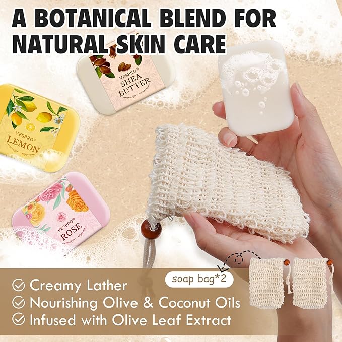 24 Pack Natural Bar Soap Gifts with Olive Extract, Bulk Gifts for Christmas Gifts, Thank You Gifts for Women, Bridal Wedding Favors for Guests, Stocking Stuffers for Teen Girls, Travel Size Soap Bar