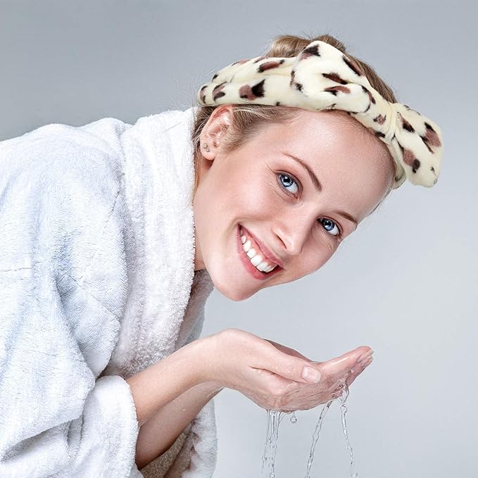 3 Pcs Towel Headbands for Women Headband for Washing Face Facial Hair Band Skincare Microfiber Bowtie Headband Makeup Terry Cloth Headbands Spa Shower Hair Band for Women Girls (Vivid Patterns)