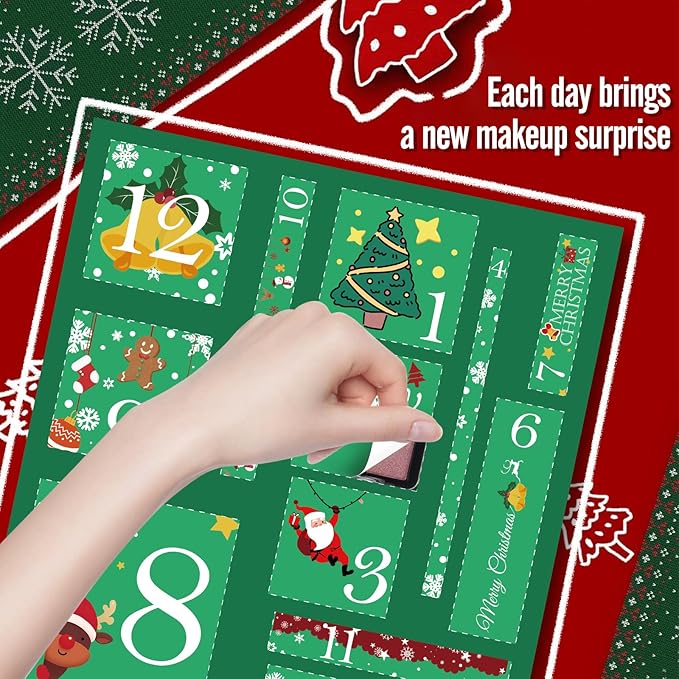 Makeup Advent Calendar 2025 for Women Teens Girl, Surprise 12 Days Christmas Countdown Boxes, 2025 Xmas Countdown Calendar Cosmetic Thanksgiving Holiday Starter Makeup Set with Eyeliner Lip oil