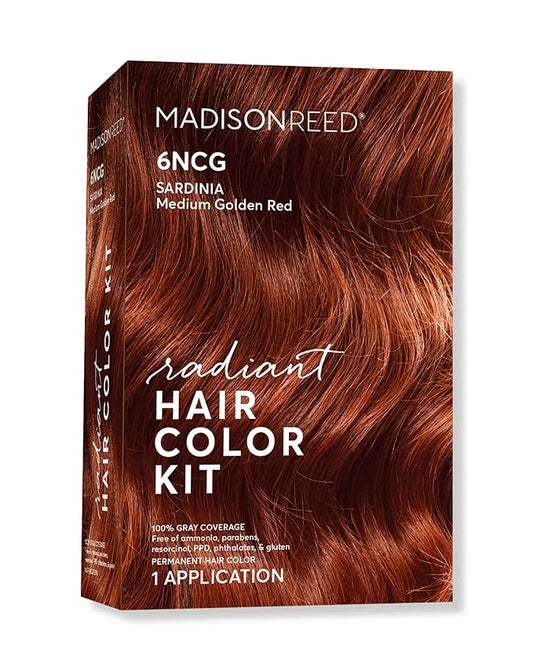Madison Reed Radiant Hair Color Kit | 6NCG Medium Golden Red with Copper Tones (Sardinia Red) for 100% Gray Hair Coverage | Dimensional Permanent Hair Dye | PPD-Free & Ammonia-Free | 1 Pack